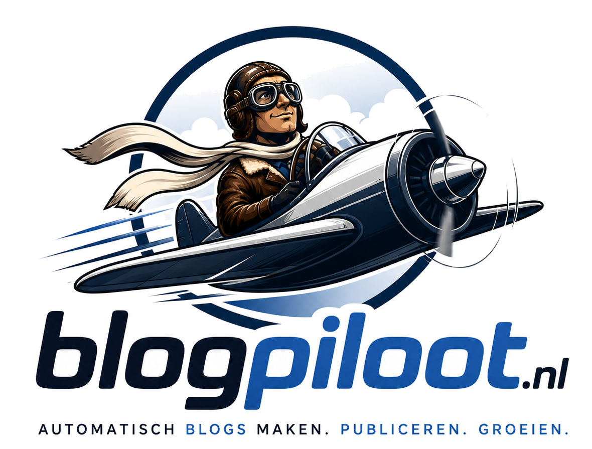 Blogpiloot-logo: een piloot in een vliegtuigje met social-media-stickers